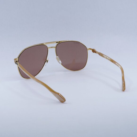 ?️ New Gucci GG1220S 003 Sunglasses - Gold Frame, Cognac Lenses